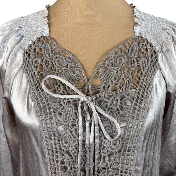 Tasha Polizzi Collection Champagne Eyelet Lace Mini Dress Small - Picture 5 of 9